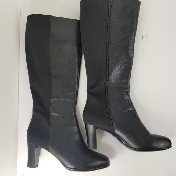 Clarks Shoes - Clark's leather/textile riding boots side zipper